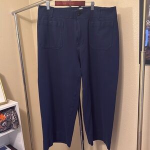 Size 16 The Colette Cropped Wide-Leg Pants by Maeve Navy